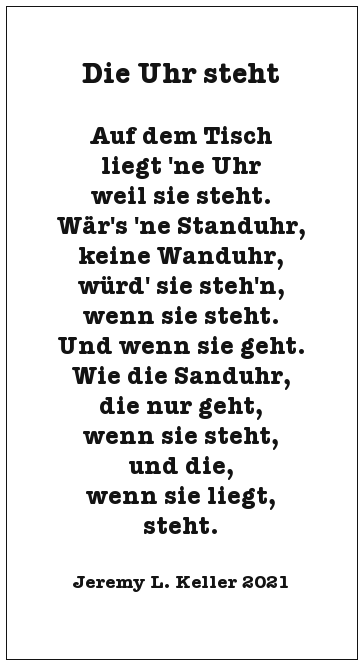 Gedicht: Die Uhr steht